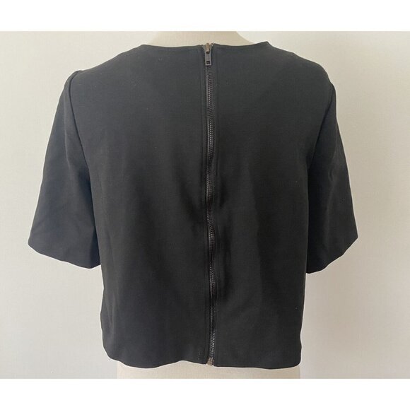BCBGeneration Women’s Shirt Top Exposed Back Zipper Crop Top Size M Black - Picture 3 of 8